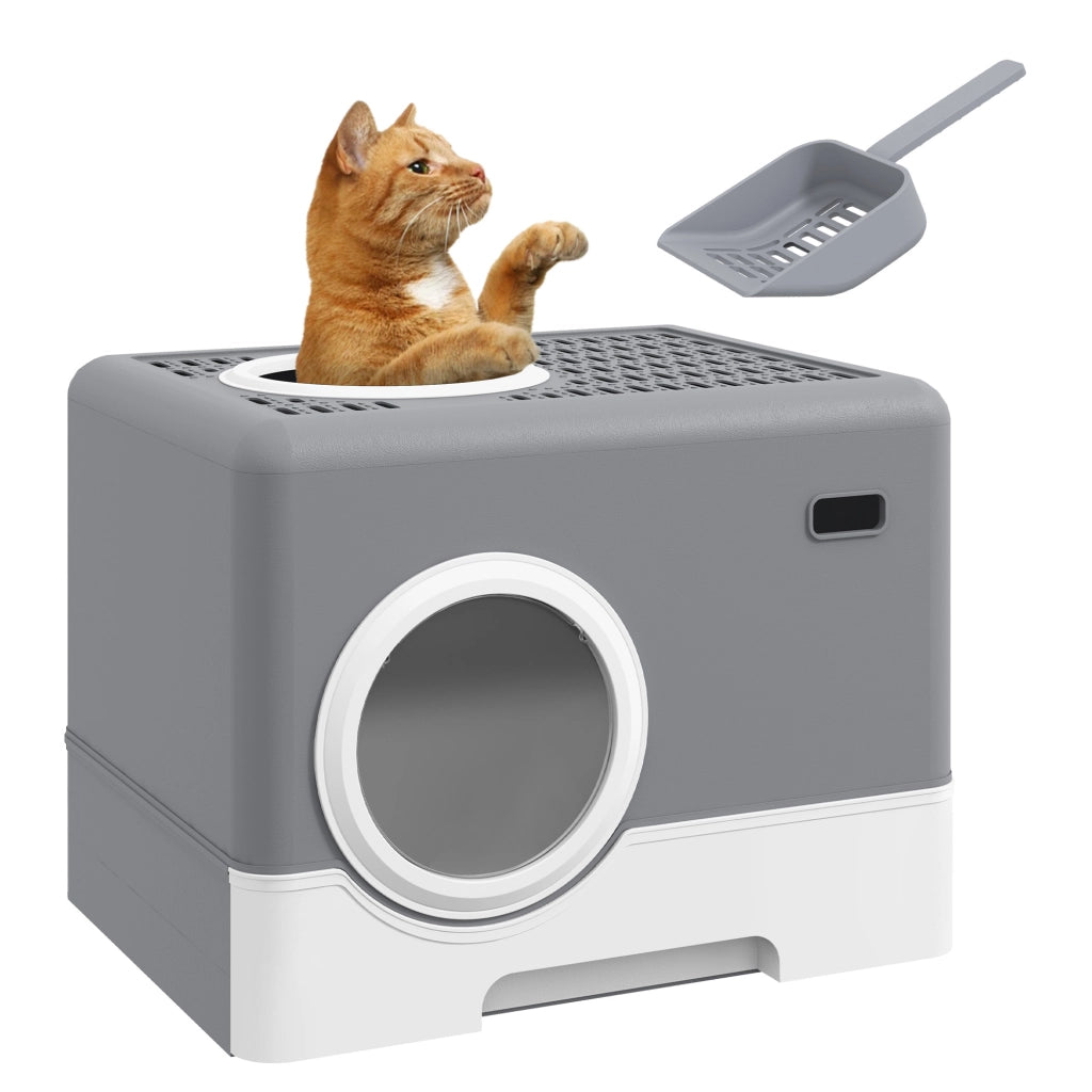 Casetta per Gatti con Vassoio Estraibile ¨C Zephmum ¨C 52x41x38,5 cm Grigio