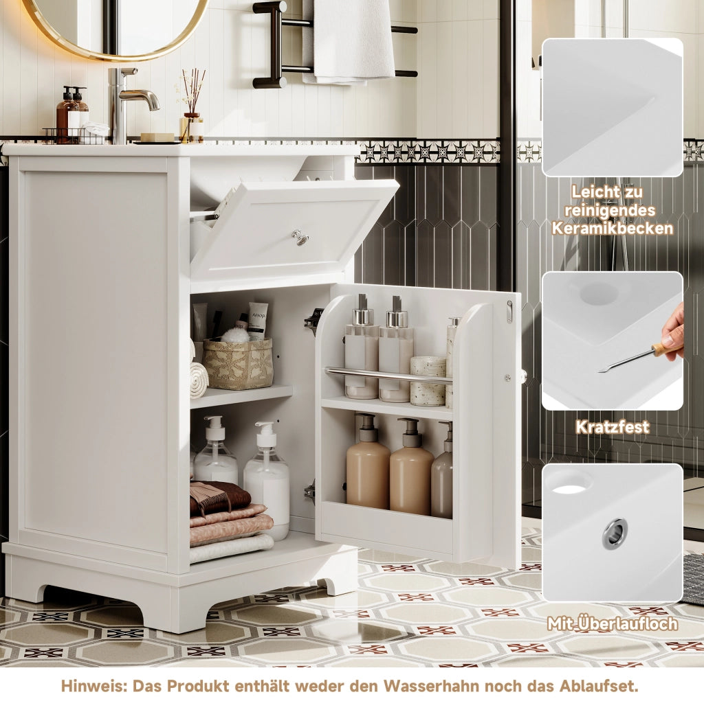Mobile bagno 51x46x87 cm in MDF laccato con lavabo integrato e ripiani