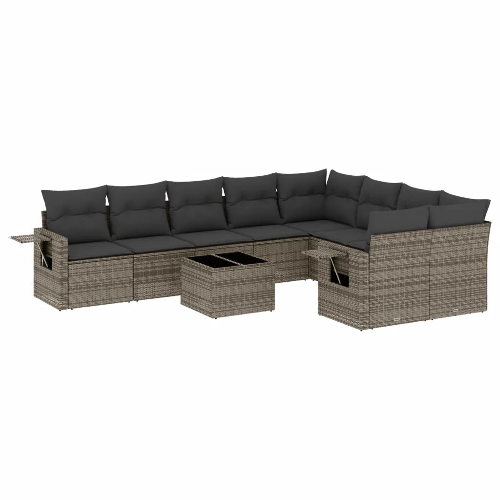 Set Divano da Giardino 10 pz con Cuscini Grigio in Polyrattancod mxl 88868