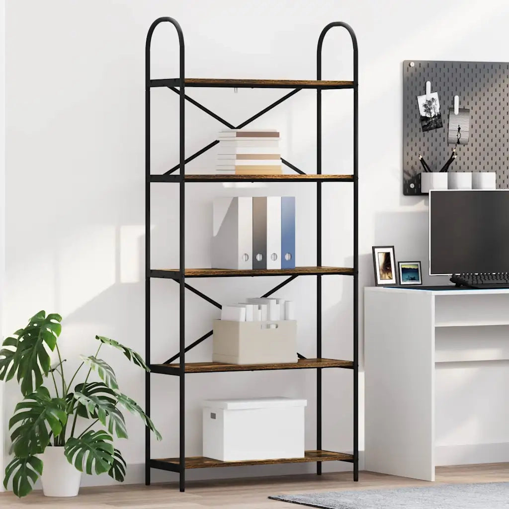 Libreria-Scaffale per Libri-Mobile di Stoccaggio Rovere fum¨¦ 80 x 30 x 183 cm Legno multistrato 924548
