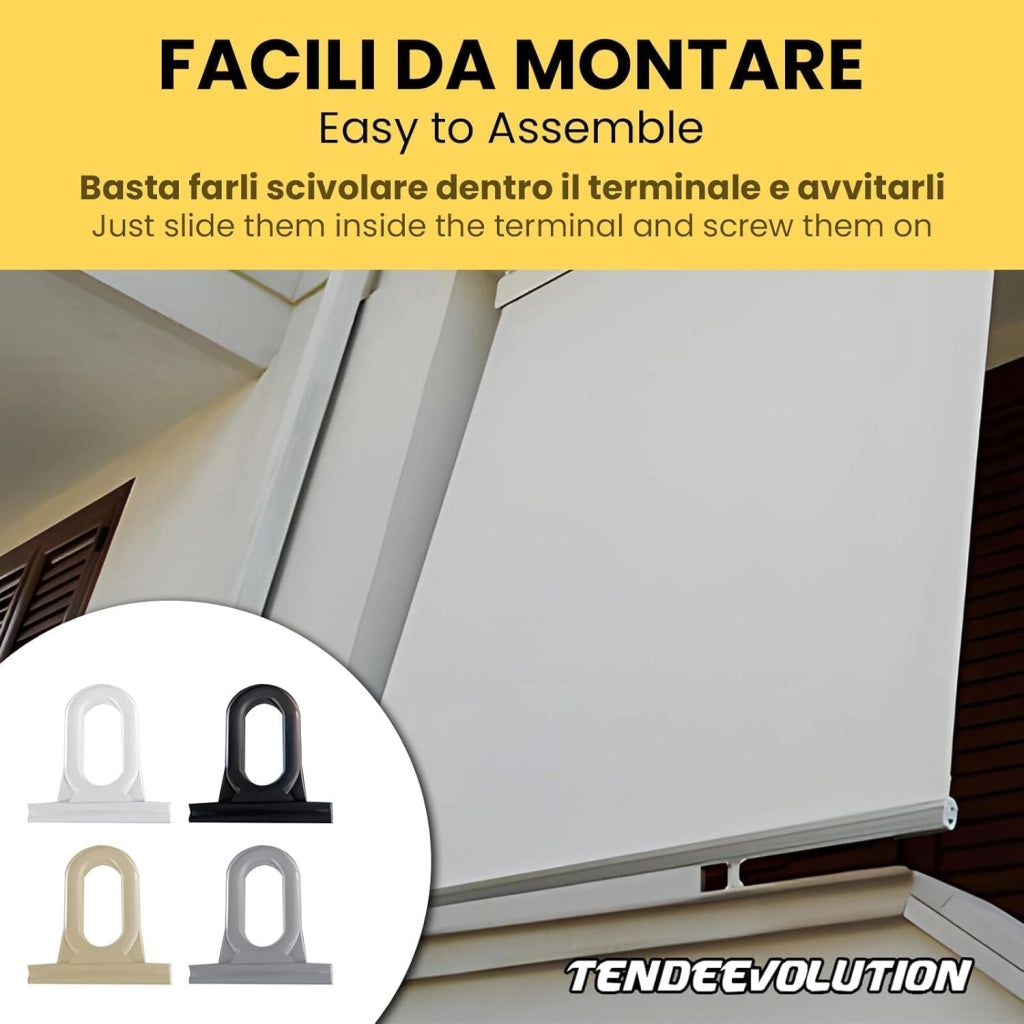 Gancio per Tenda da Sole in Plastica - Occhiello Per Tenda A Caduta in Pvc Mod. Retto Colore Nero