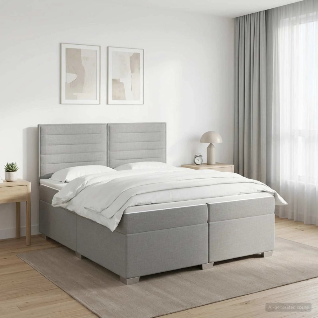 Letto box spring con materasso Grigio Chiaro 200 x 200 cm 3454943
