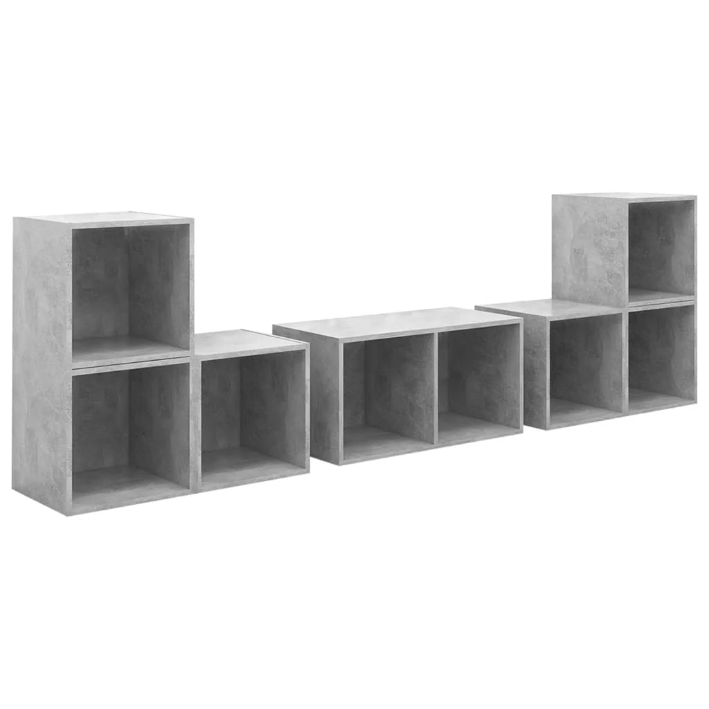 Set di mobili da 6 pezzi tra cui armadio credenza mobile TV televisore per soggiorno camera da letto salotto legno ingegnerizzato grigio 02_0025036