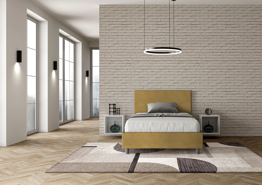 Letto 1 Piazza e Mezzo 120x190 cm con Rete e Contenitore Adele Era 06 Giallo