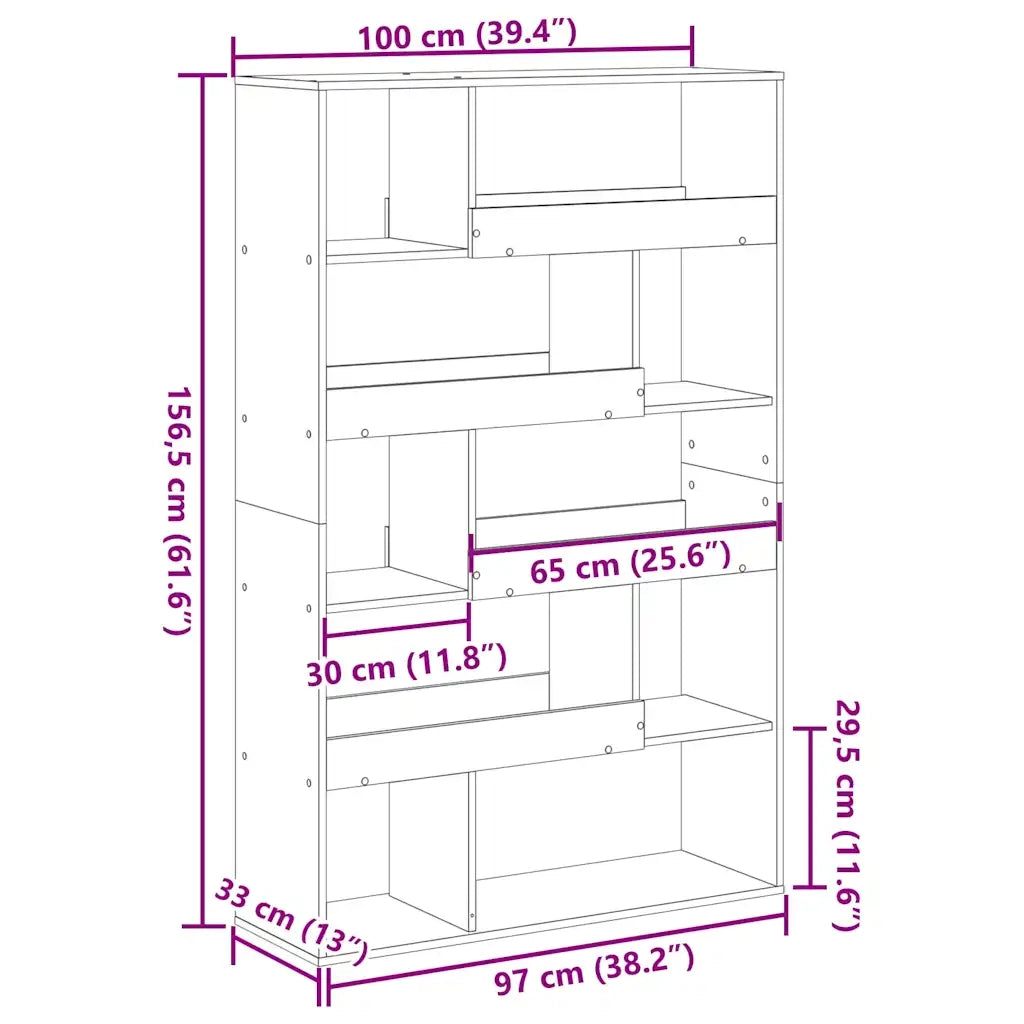 Libreria Nera 100x33x156,5 cm in Truciolato 3309340