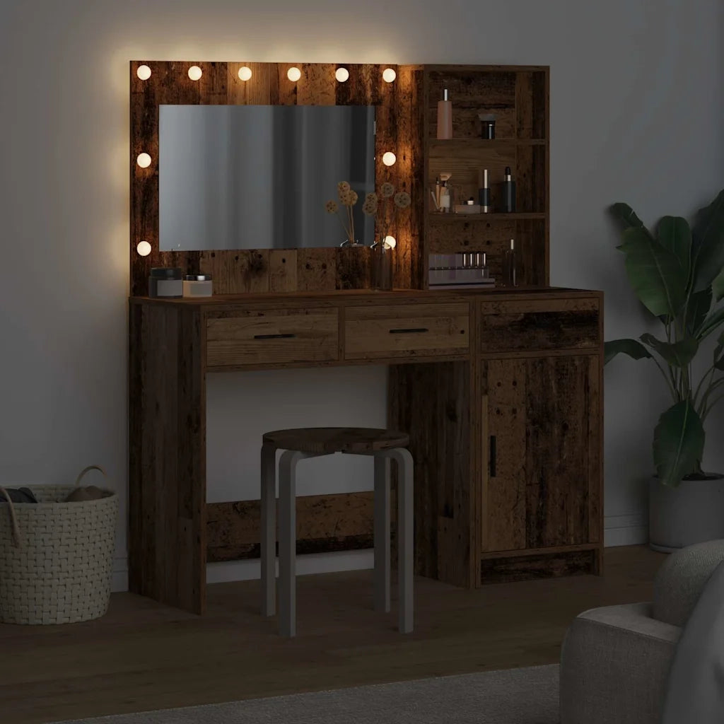 Toeletta | Tavolo da Trucco con cassetto 2 pz Marrone Legno multistrato