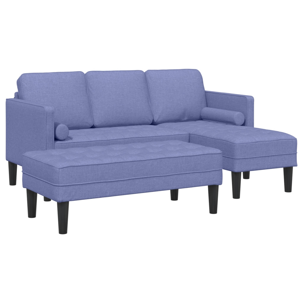 Set di divani a 2 pezzi con cuscini Blu jeans in tessuto
