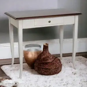 Scrivania scrittoio Shabby chic bianco anticato e noce scuro mod cindy