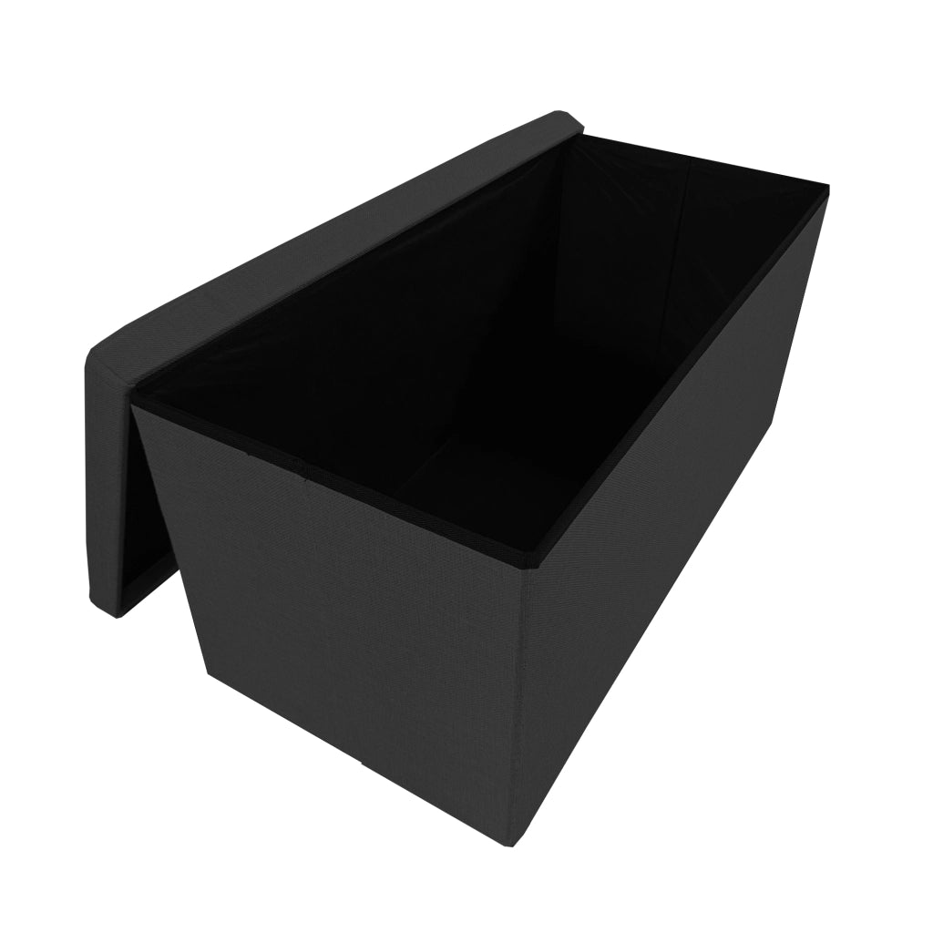 Puff Ottomano Portaoggetti Rettangolare in Tessuto Pieghevole 76x38x38cm | Nyana Casa | Stile ottomano | Tessuto Resistente | Nero, grigio e beige