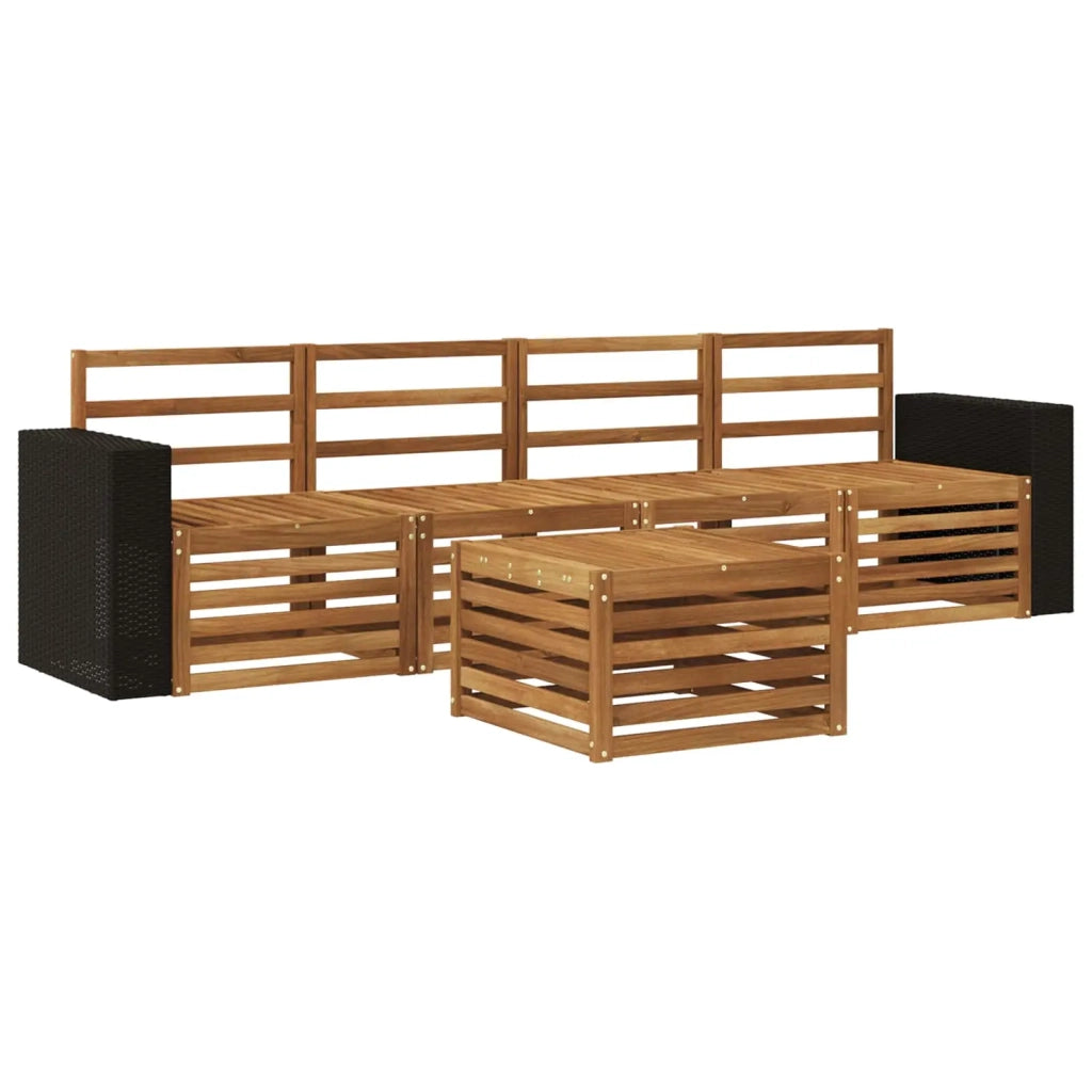 Set di divani da esterno 5 pz Naturale Legno di Acacia Massello 3384000