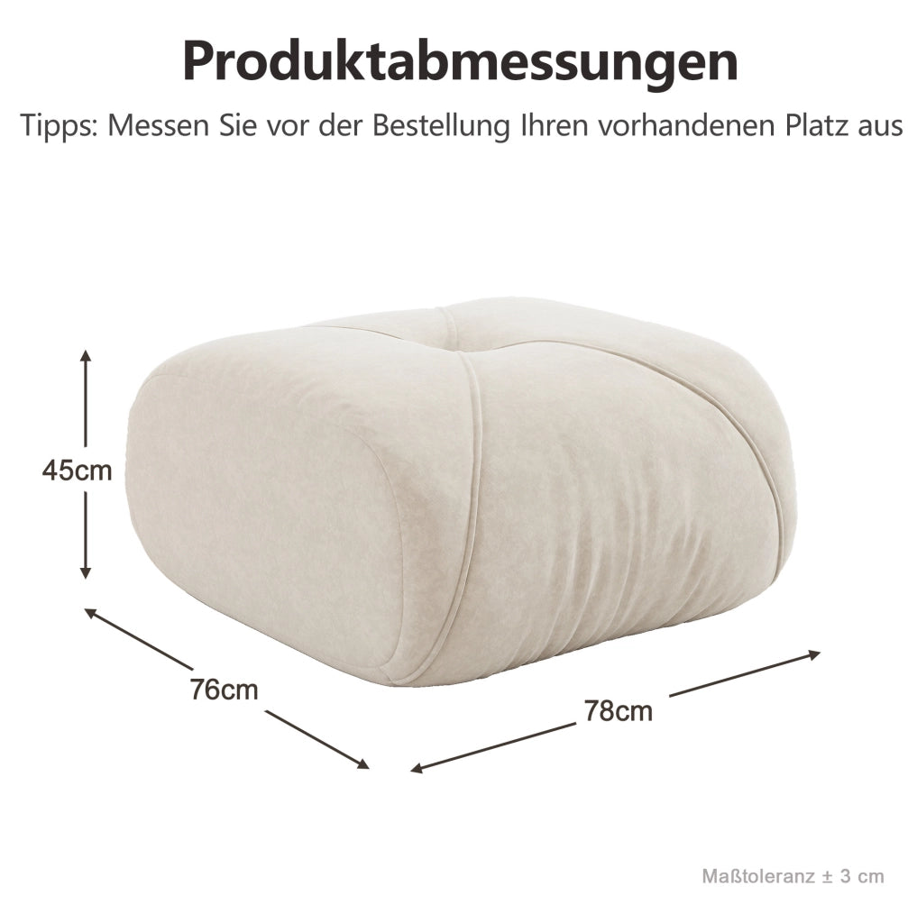 Pouf/Modulo divano modulare in chenille, colore beige chiaro