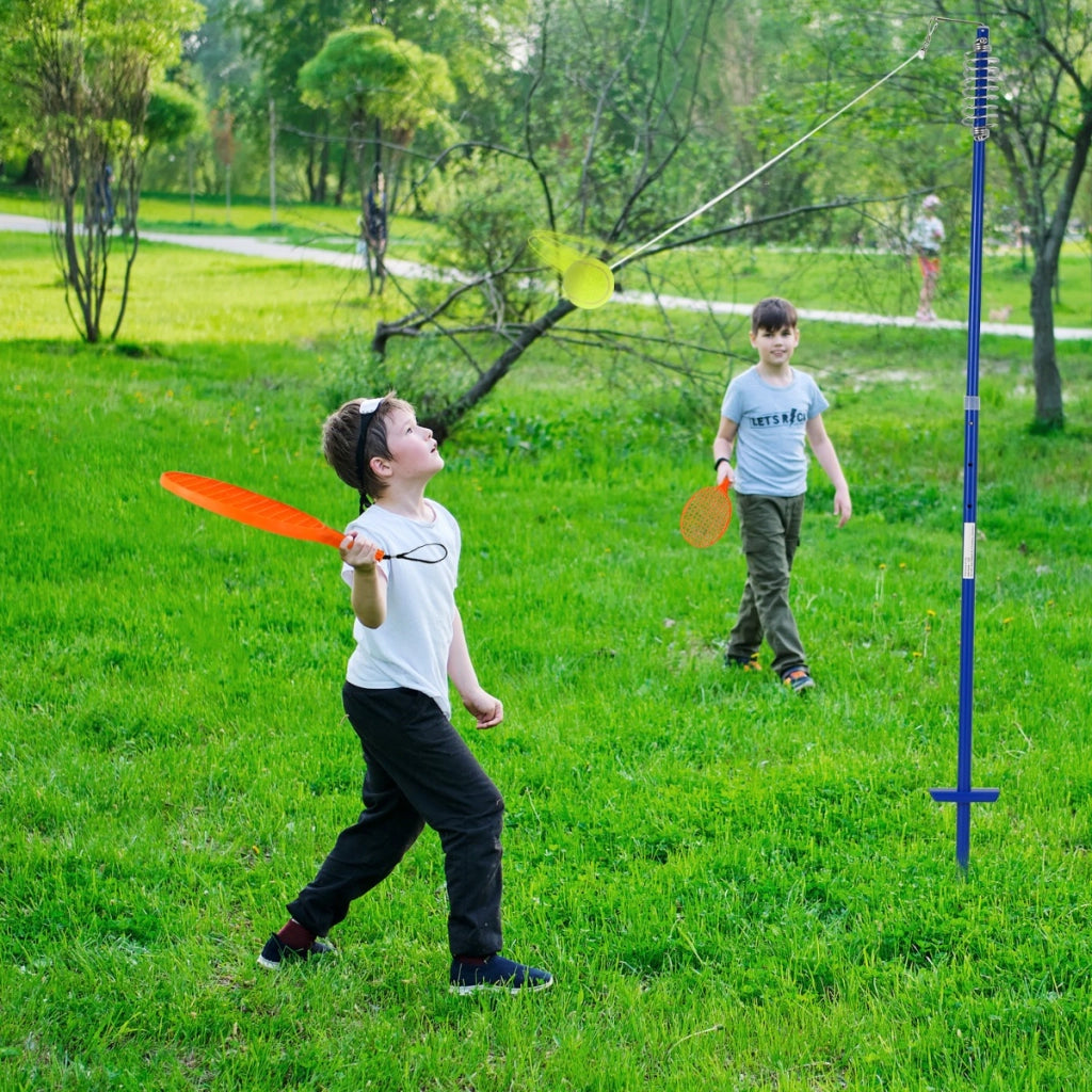 Set gioco da esterno con palla oscillante e 3 livelli di altezza regolabili, Set portatile di tetherball-Giochi su prato