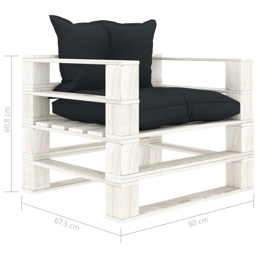 Poltrona da Giardino Pallet con Cuscini Antracite in Legno 3052372