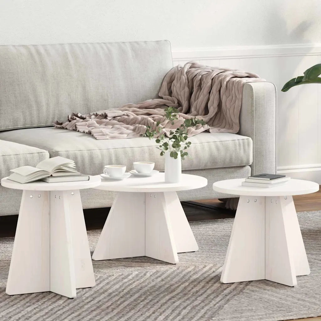 vidaXL Tavolino da salotto 3 pcs Bianco 49 x 49 x 30 cm