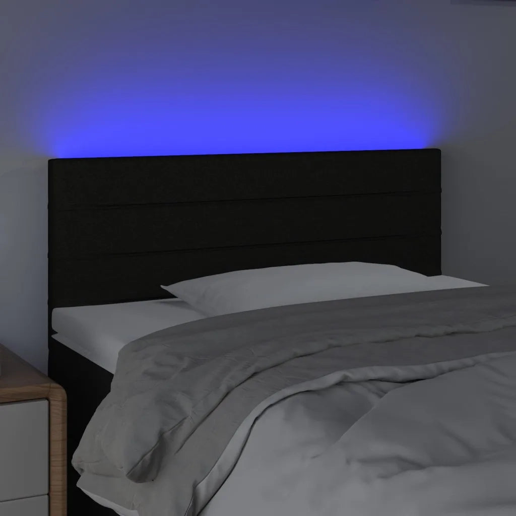 Testiera | Testata a LED Nera 100x5x78/88 cm in Tessuto