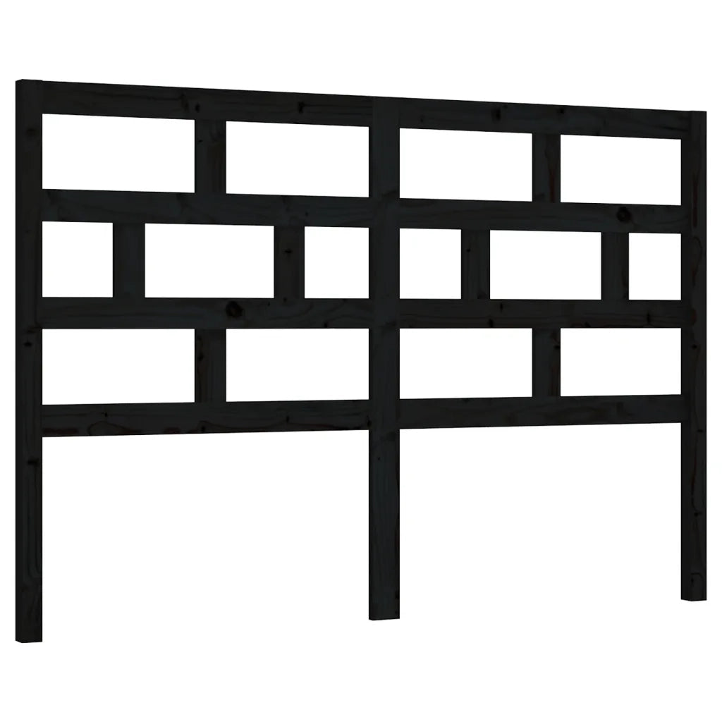 Testiera per Letto-Testata-Testiera Decorativa Nera 141x4x100 cm in Legno Massello di Pino 321627