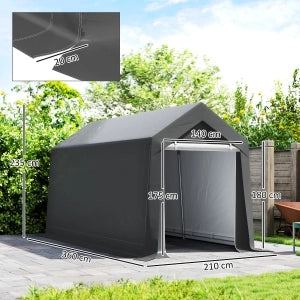 Garage da esterno 210 x 360 x 235 cm in acciaio zincato con porta con cerniera