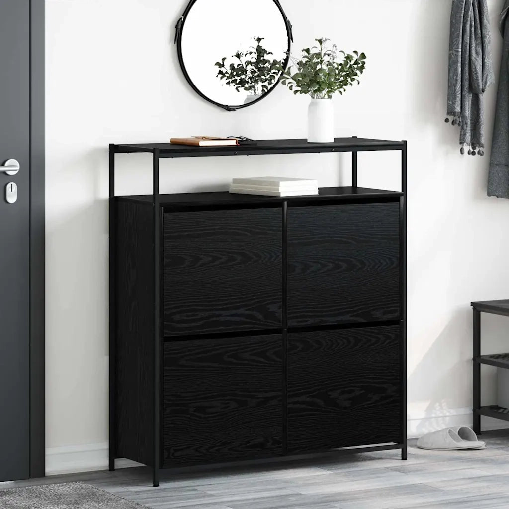 Mobile per scarpe con lo scaffale-Scarpiera Rovere Nero 100 x 34 x 112 cm