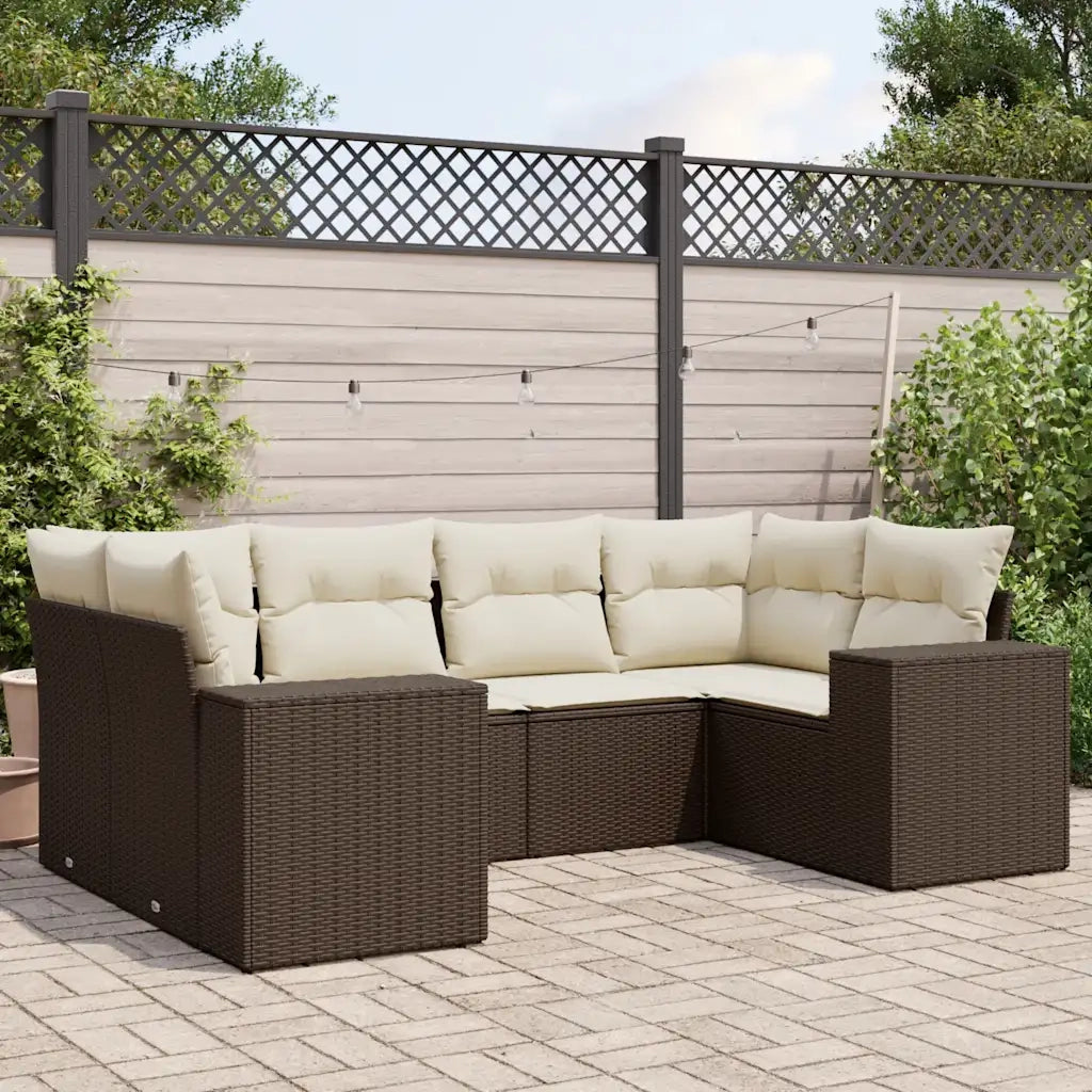 Set Divano da Giardino 6 pz con Cuscini Marrone in Polyrattan 3255320