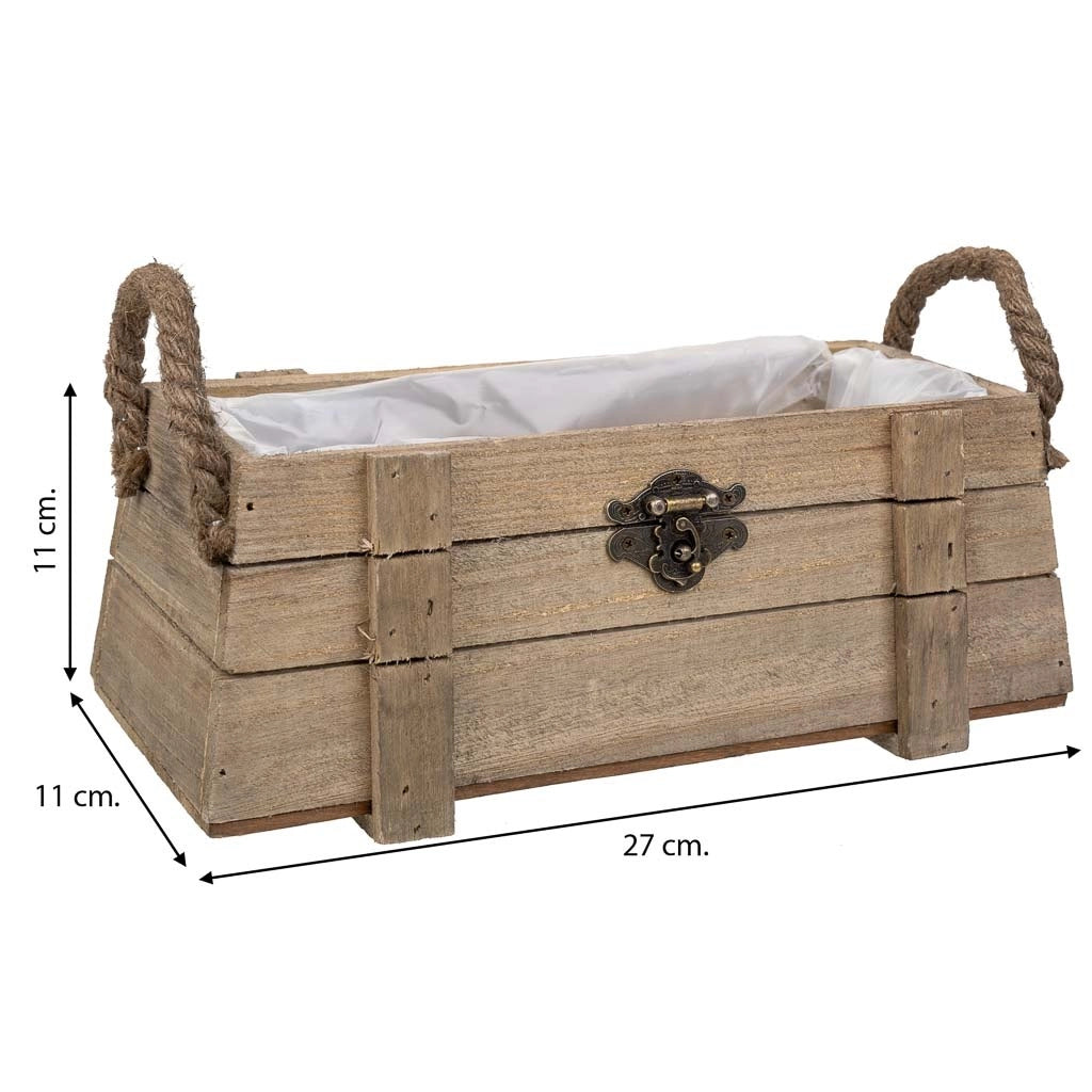 Cesto in legno con manici marroni 27x11x11h