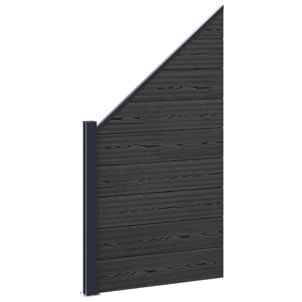 Pannello di Recinzione 7 pcs WPC e Alluminio Nero