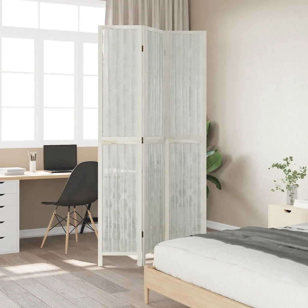 Divisorio Ambienti | Divider per stanze | Paravento 3Pannelli Bianco Legno Massello di Paulownia