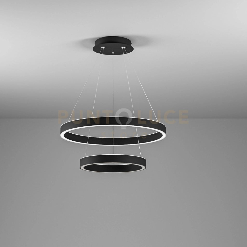 CRISEIDE S/2P  - LAMPADARIO A SOSPENSIONE 2 LUCI NERO A LED 3000K 3000LM 60W(25W+35W) DIMMERABILE