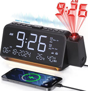 Proiettore con sveglia, radio FM a onde corte e lampada da notte regolabile in luminosità
