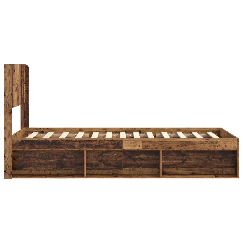 Struttura del letto con stoccaggio e testata Legno antico 3414265