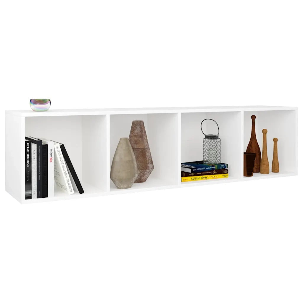 Libreria-Mobile TV Bianco 36x30x143 cm in Legno Multistrato