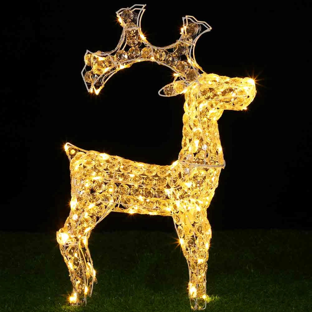 Renna Natalizia Luminosa 3D in Cristalli Acrilici 200 LED Bianco Caldo H. 90 cm
