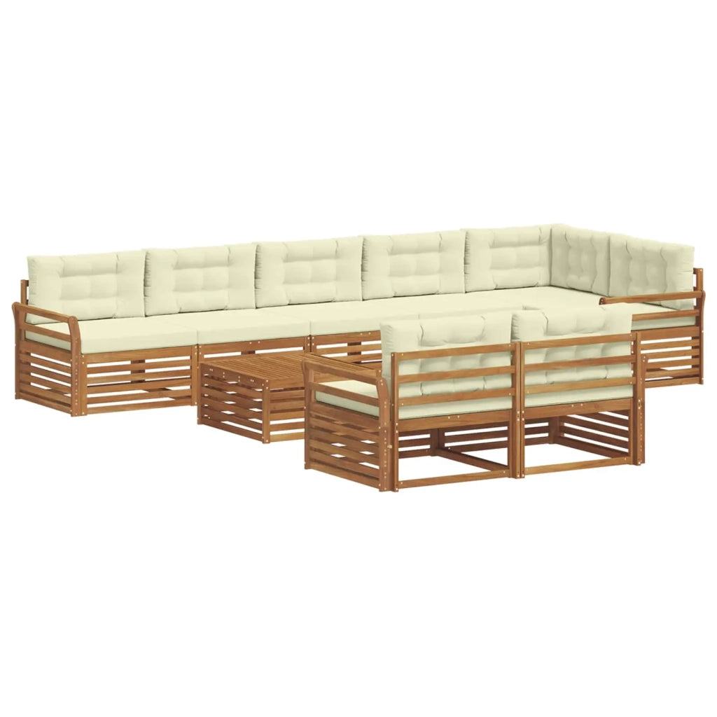Set di divani da esterno con cuscino 9 pcs Naturale e Crema 3373700