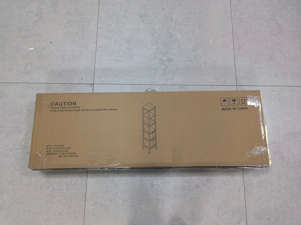 Mobile colonna bagno stretto salvaspazio, 20 x 30 x 160 cm, bianco, con 2 cassetti e 3 ripiani aperti