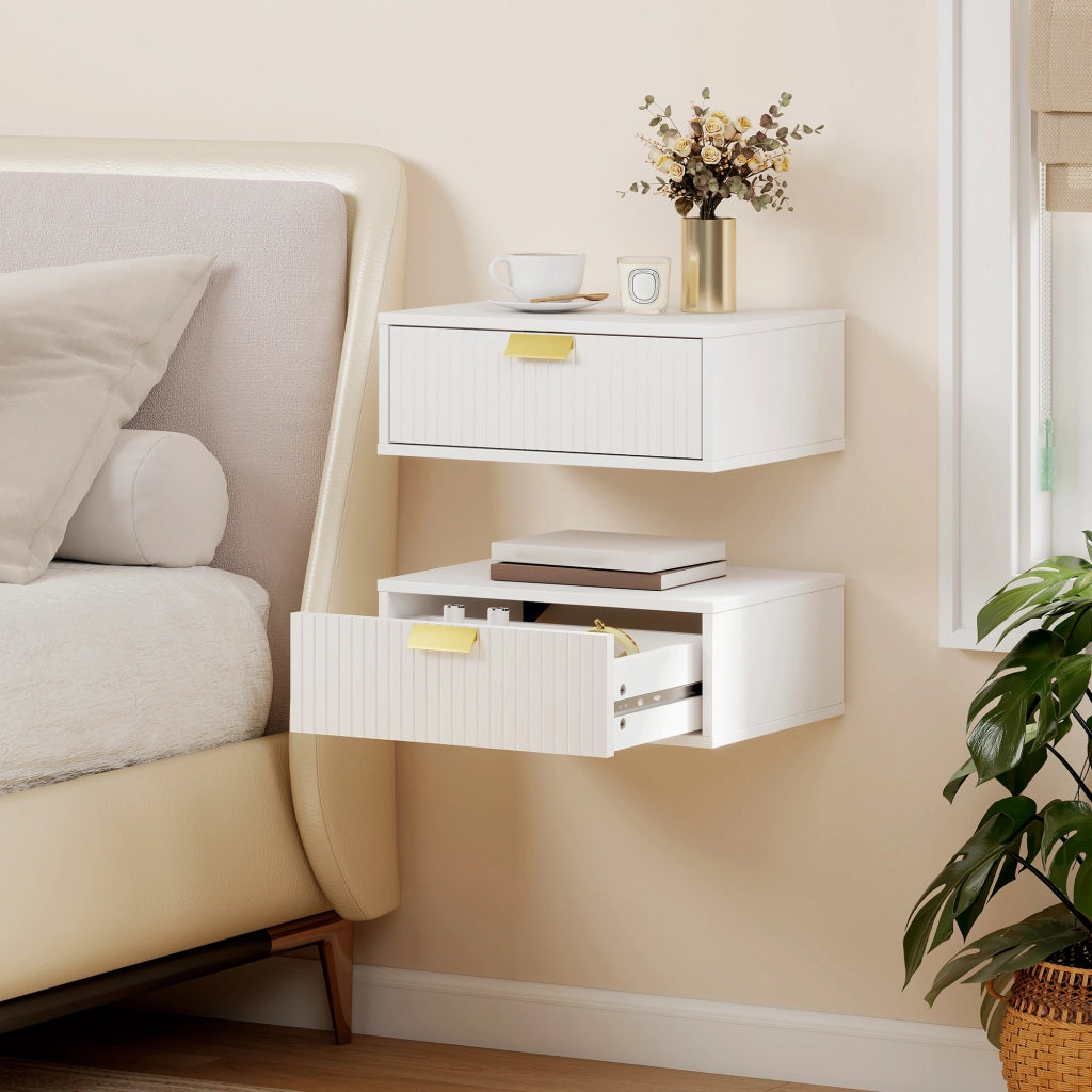 Comodini a muro con cassetto ¨C Zephmum ¨C Bianco 40x30x15 cm