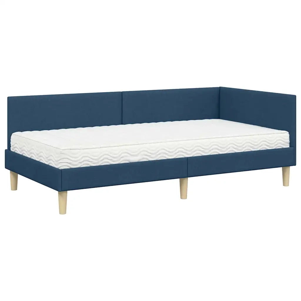 Struttura Letto Angolare con Materasso Altro 2 pcs Blu Tessuto 3393756