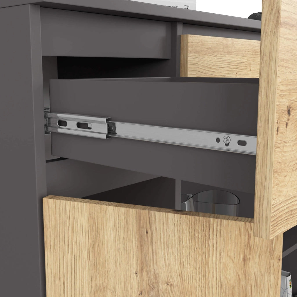 Cassettiera AKORD K100 Grigio Grafite 101 cm 2 ante 3 cassetti inserto frontale Quercia Artigiana 101x35x98 cm