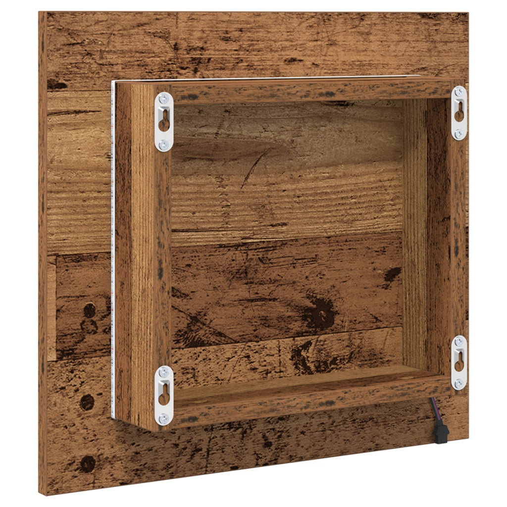 Specchio da Bagno LED Legno Antico 40x8.5x37 cm Legno Ingegnerizzato