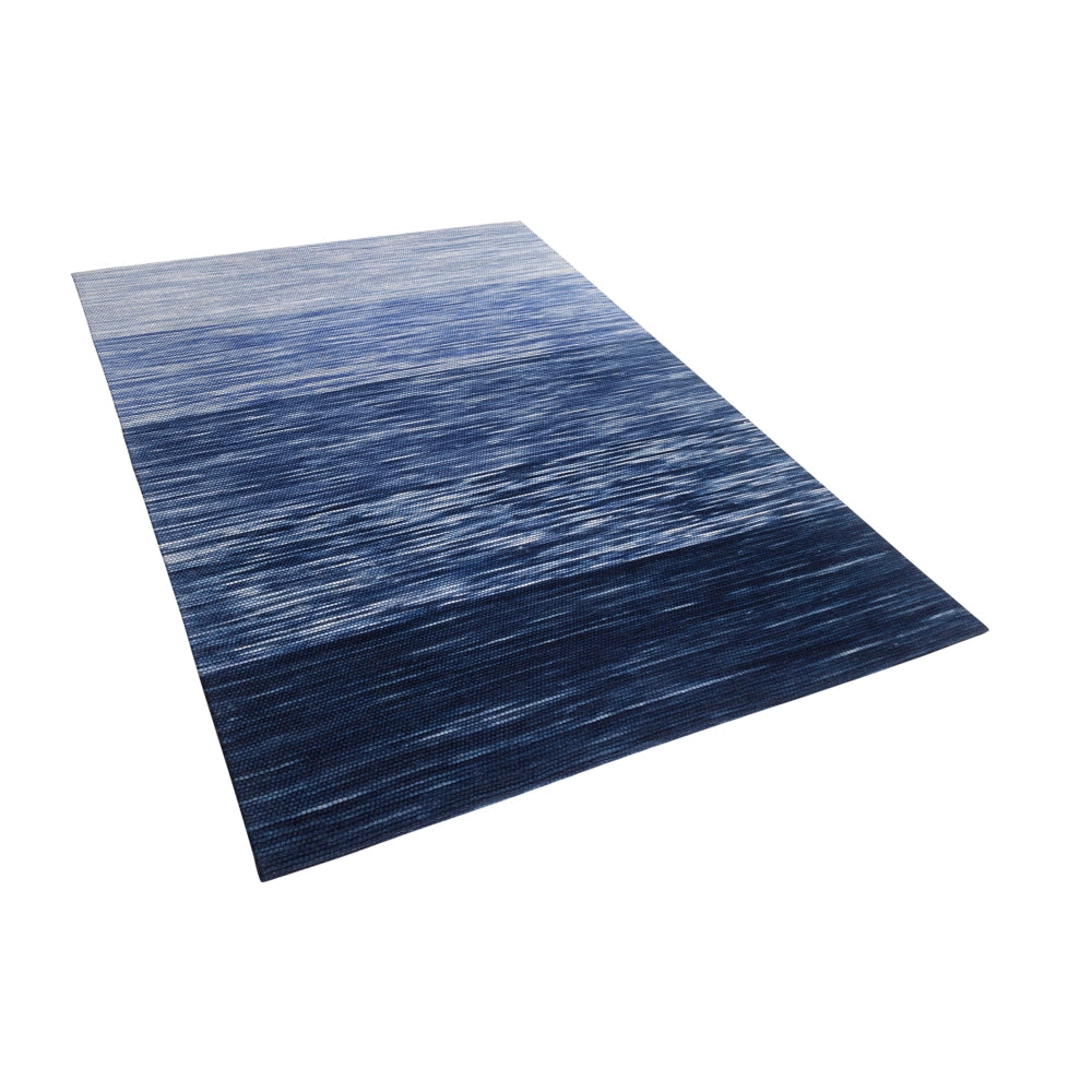 Tappeto Blu Lana e Poliestere 140 x 200 cm Tessuto a Mano Design Moderno