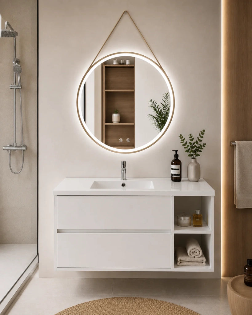 Mobile bagno con lavabo ORIGENBATH ZEUS senza specchio 90x45 cm Destra bianco