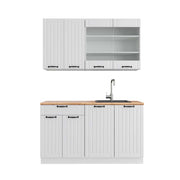 Cucina completa Fame-Line Bianco rustico/Bianco 140 cm, PL Rovere Vicco