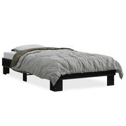 Letto singolo | Letto per adulti | Giroletto Nero 90x200 cm in Legno Multistrato e Metallo