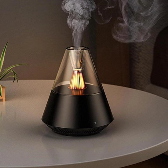 Diffusore di aromi per olii essenziali dispositivo portatile per l'umidificazione dell'aria con nebbia fredda e effetto di luce calda - telecomando - 150 ml - nero