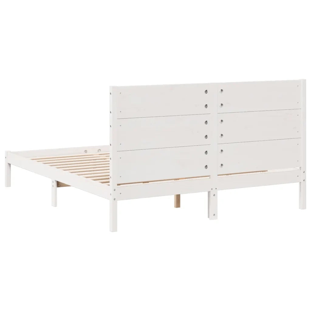 vidaXL Giroletto Extra Lungo senza Materasso Bianco 140x220cm Massello