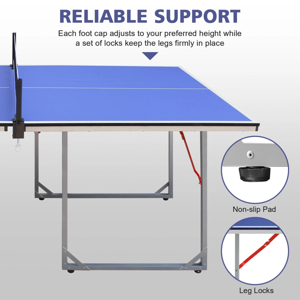 TAVOLO DA PING PONG Pieghevole 182x91x76,2 cm Blu Set con rete, 2 racchette e 3 palline