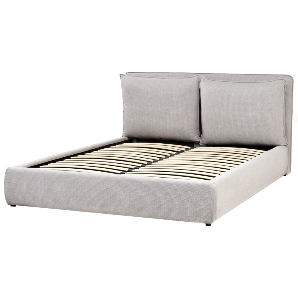 Letto matrimoniale in tessuto grigio chiaro con contenitore 160 x 200 cm camera da letto moderna