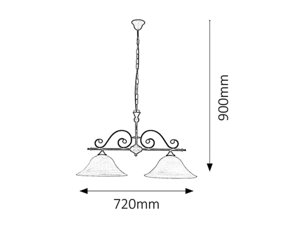 Lampadario Dorothea 2xE27 nero opaco Rabalux 7777 IP20