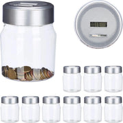 Spiazzo trasparente per monete con display e contatore - ideale come regalo - capacità 12 L