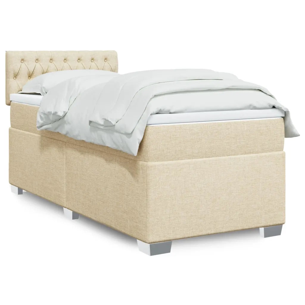vidaXL Giroletto a Molle con Materasso Crema 90x200 cm inTessuto