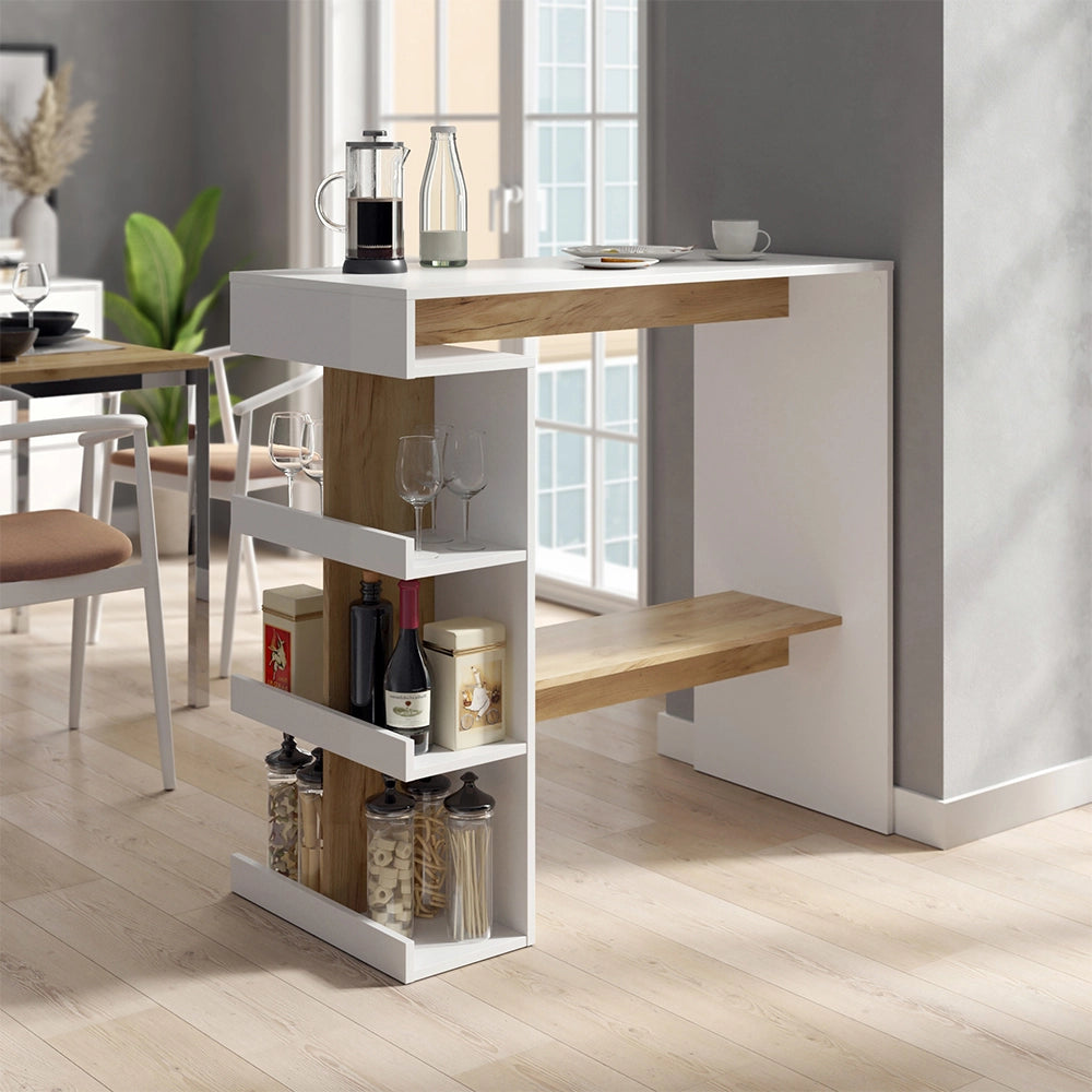 Vicco tavolo bar alto Rovere bianco/dorato 108 x 50 cm