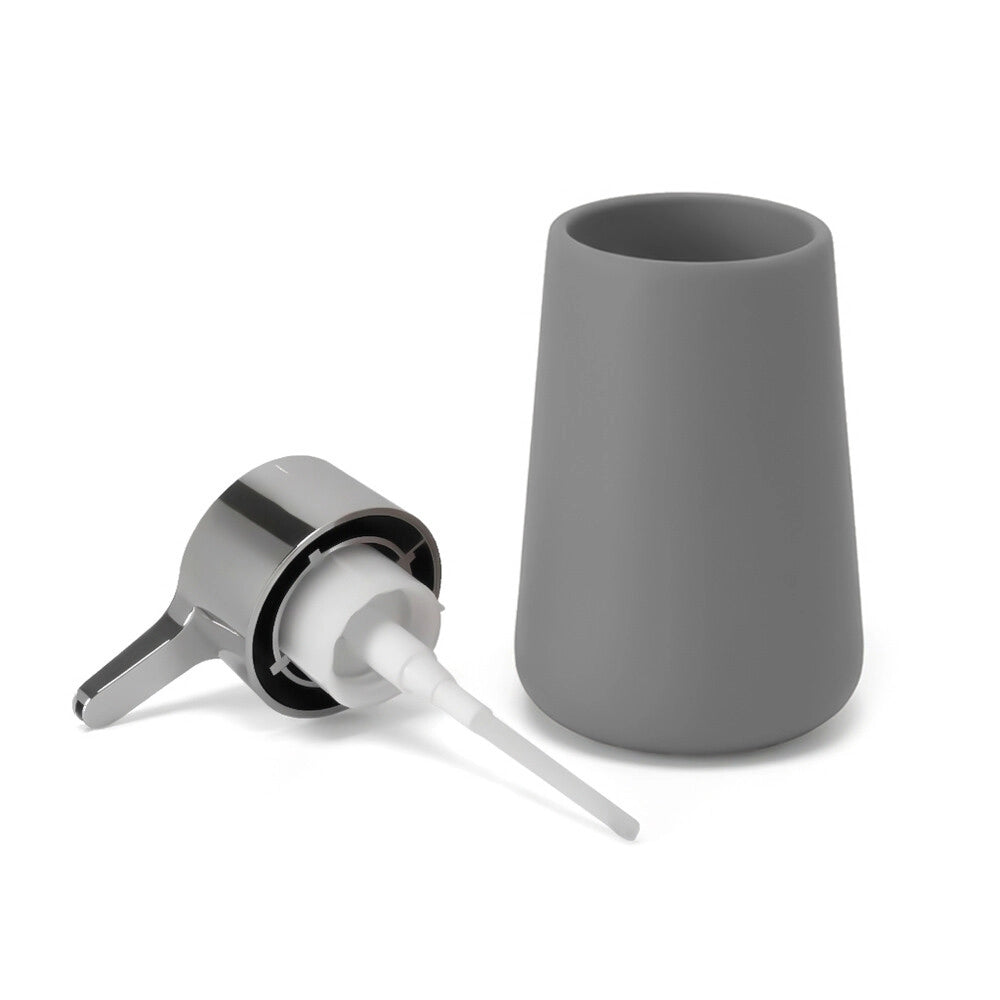 Set accessori bagno completo da 4 pezzi in ceramica grigio e cromo Sidney